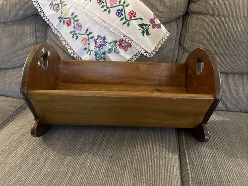 Vintage wooden doll cradle - wooden,